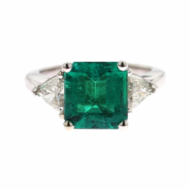 Emerald Engagement Ring with Diamonds